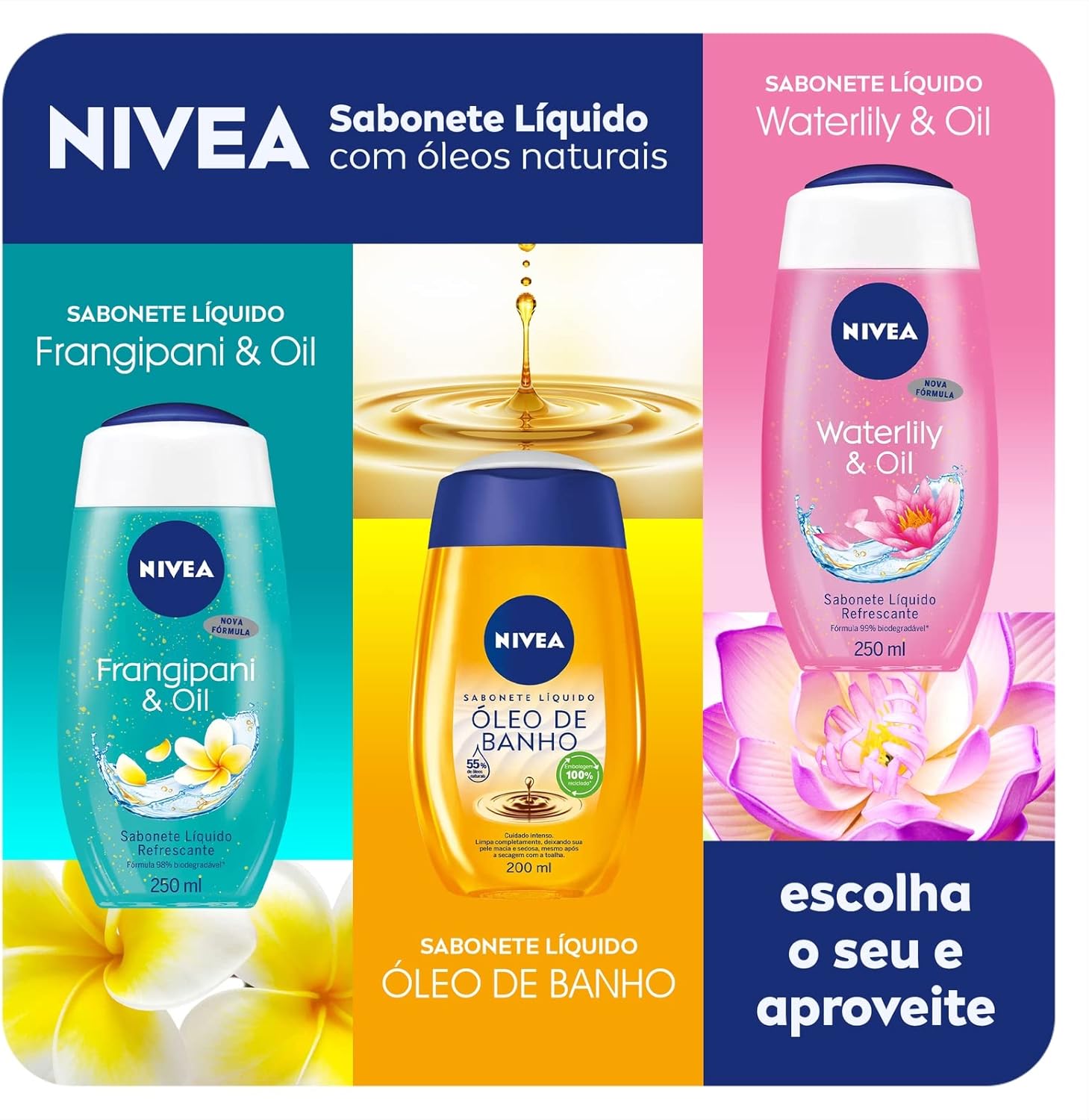 NIVEA Sabonete Líquido Óleo de Banho 200ml - Com 55% de óleos naturais, produz espuma cremosa e proporciona hidratação intensa, maciez e cuidado único com a pele - Imagem 6