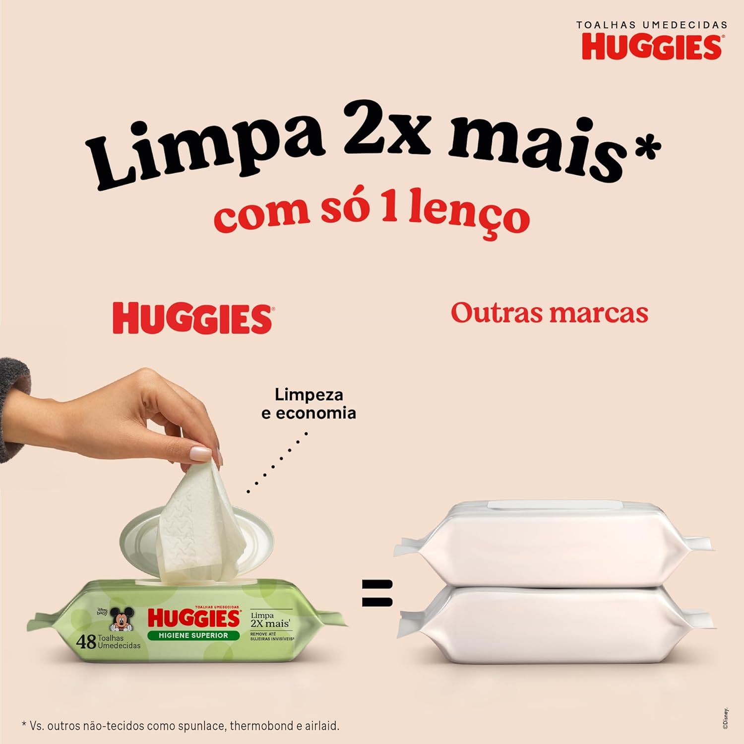 Huggies Lenços Umedecidos Higiene Superior Limpam 2x Mais 6 x 48 Un - Imagem 3