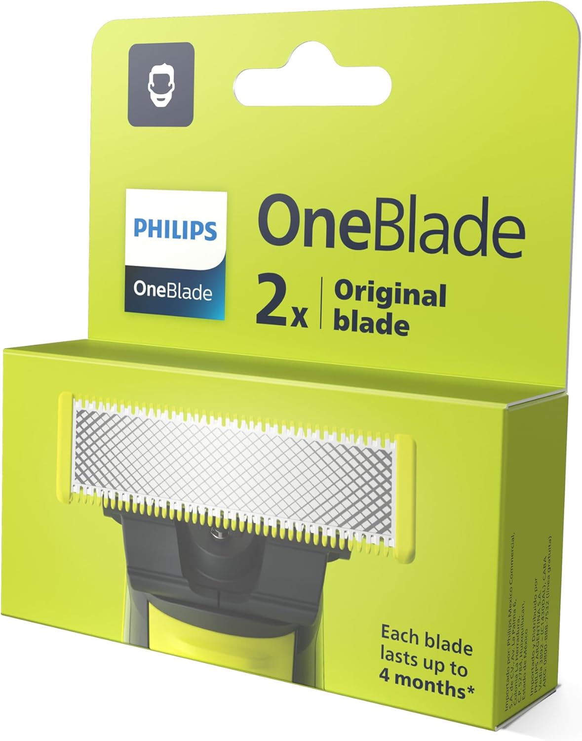 Lâminas de reposição originais Philips OneBlade, para barbeador e aparador elétrico OneBlade, aço inoxidável durável, raspar, aparar e contornar, pacote com 2, modelo QP220/51 - Imagem 5