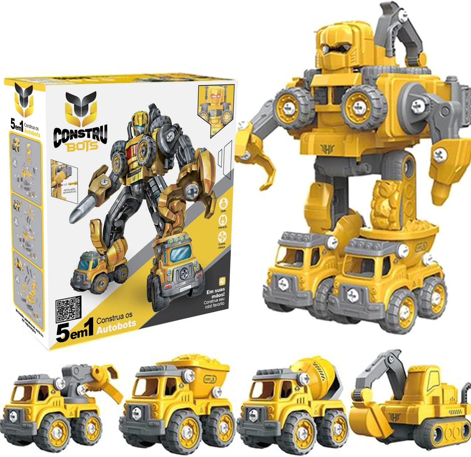 Carrinho Robô 5 Em 1 Monta Desmonta Construbots - Mega Compras - Imagem 3