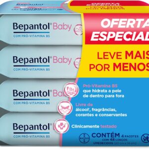 Bepantol Baby Kit 192 Lenços Umedecidos, Leve 4 Pague 3, Fórmula Hidratante Hipoalergênica