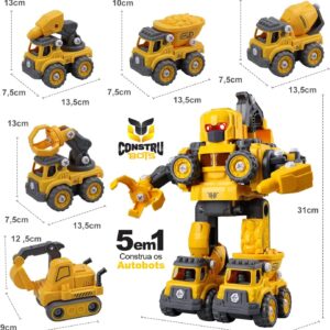 Carrinho Robô 5 Em 1 Monta Desmonta Construbots - Mega Compras