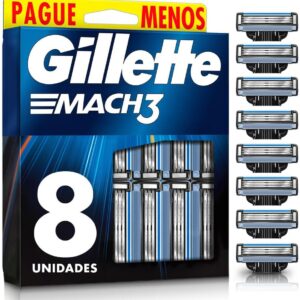 Gillette Mach3 - Carga para Aparelho de Barbear, Leve 8 Pague 6 (o pacote pode variar)