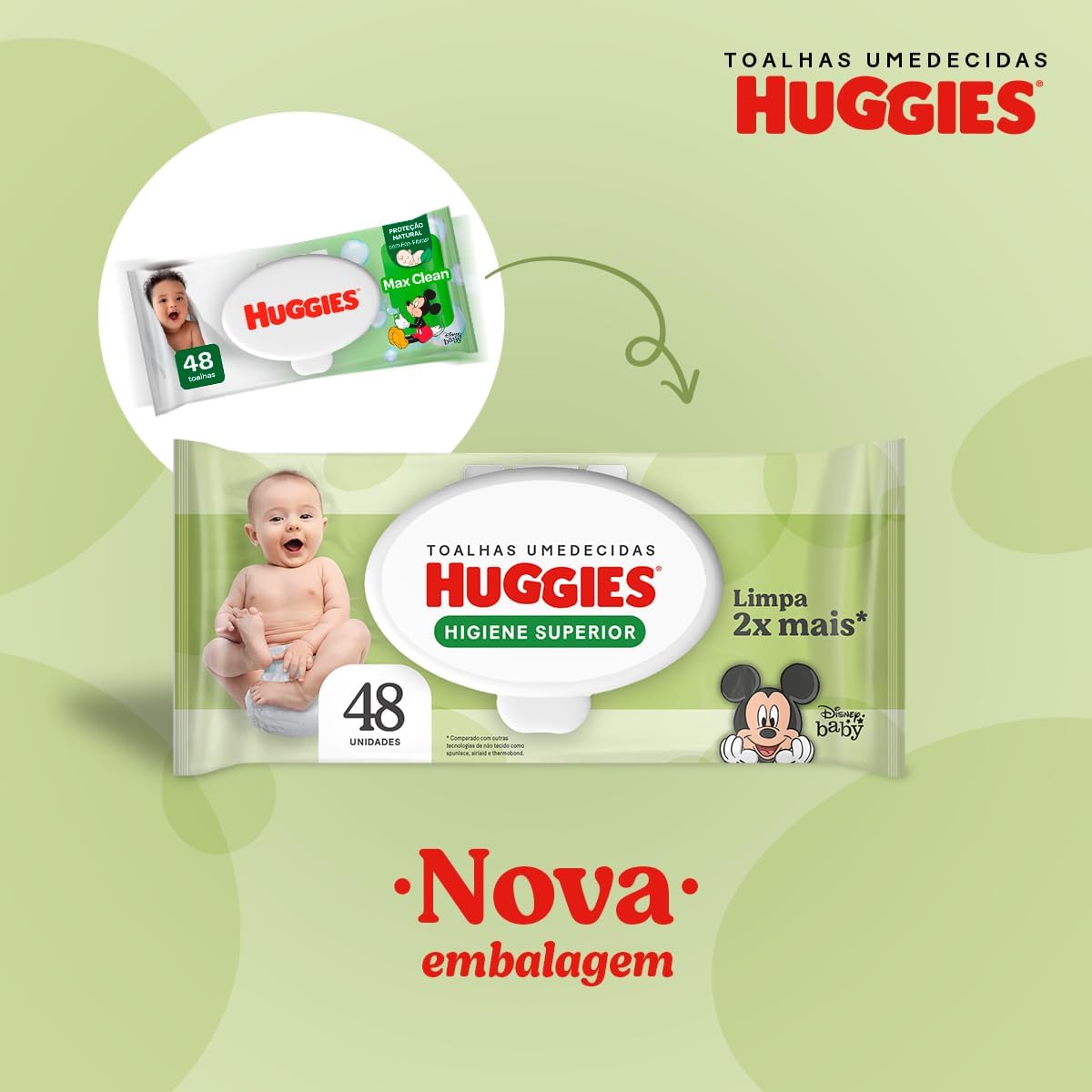 Huggies Lenços Umedecidos Higiene Superior Limpam 2x Mais 6 x 48 Un - Imagem 2