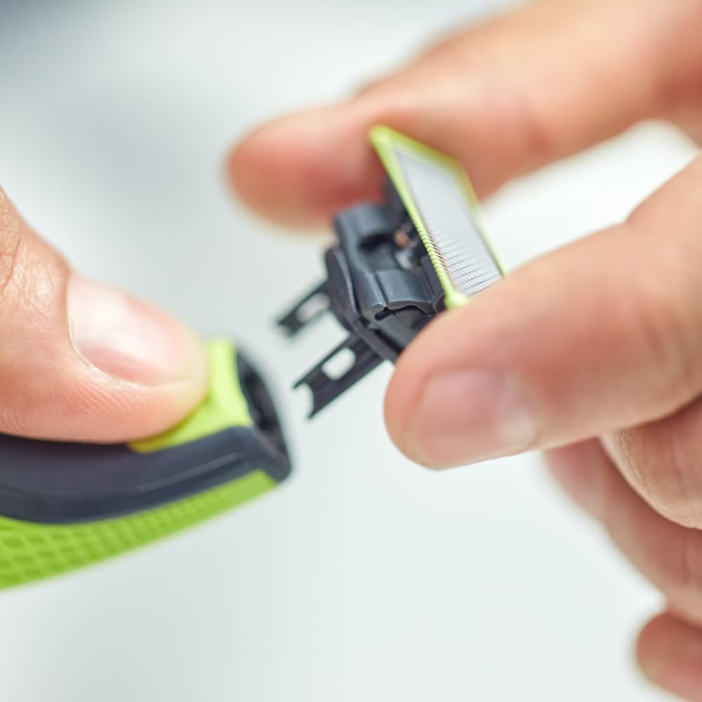 Lâminas de reposição originais Philips OneBlade, para barbeador e aparador elétrico OneBlade, aço inoxidável durável, raspar, aparar e contornar, pacote com 2, modelo QP220/51 - Imagem 2