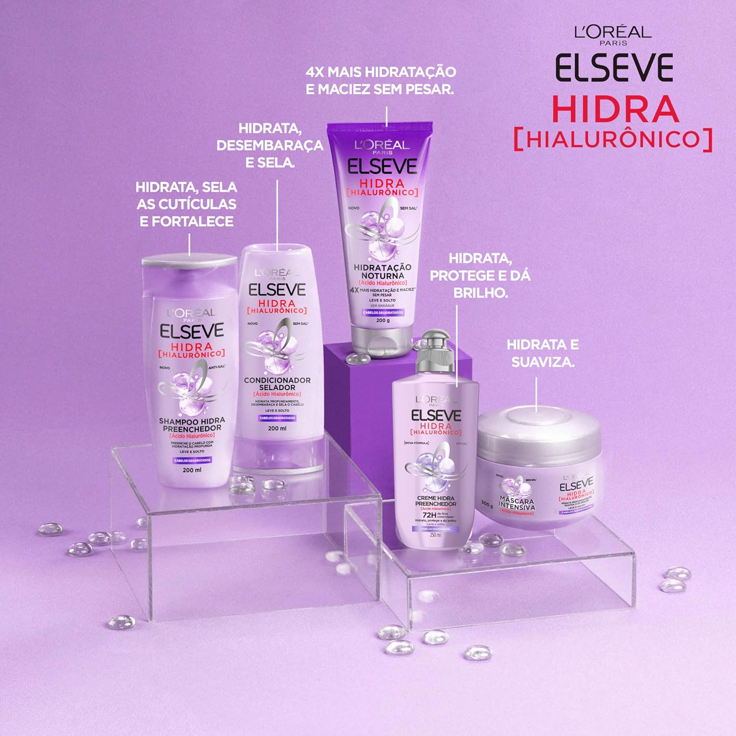 Kit L'Oréal Paris Elseve Shampoo 400ml + Condicionador 400ml Elseve Hidra Hialurônico - Imagem 8