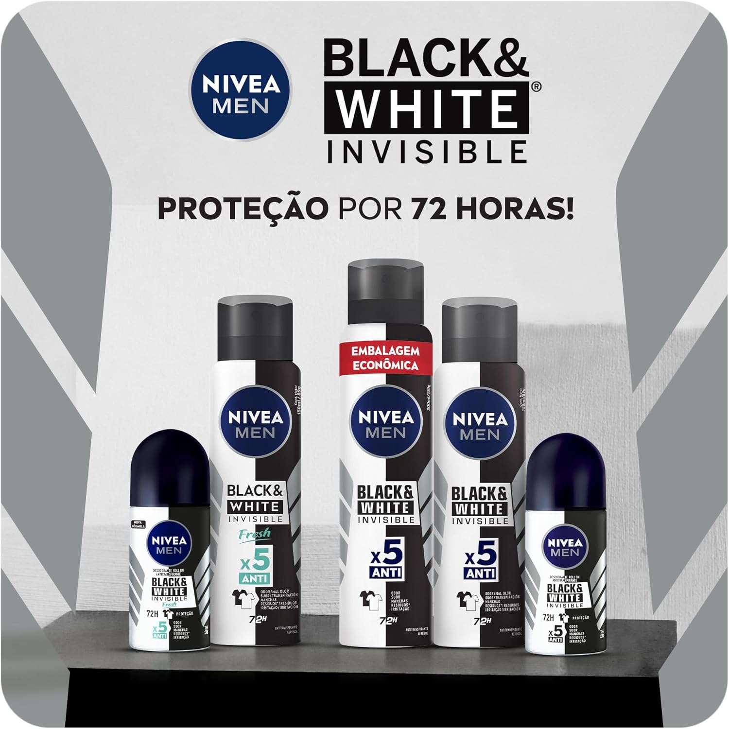 Kit NIVEA Desodorante Aerosol Men Black&White Invisible - 2 unidades - Imagem 7