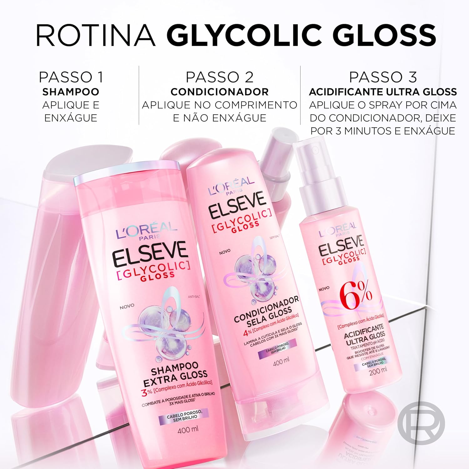 L'Oréal Paris Elseve Acidificante Capilar Glycolic Gloss, Brilho Durador Resiste por até 6 Lavagens, 200ml - Imagem 4