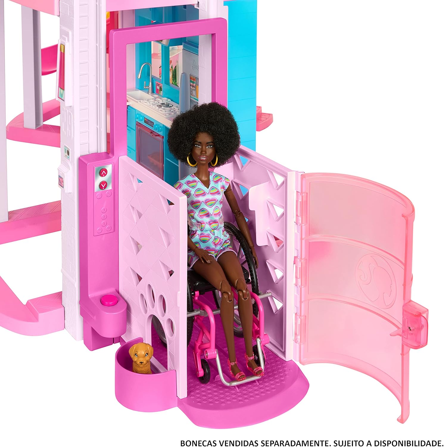 Barbie Casa de Bonecas Dos Sonhos com +75 peças, Três Andares e Escorregador para Boneca, Para Crianças A Partir de 3 anos - Imagem 3