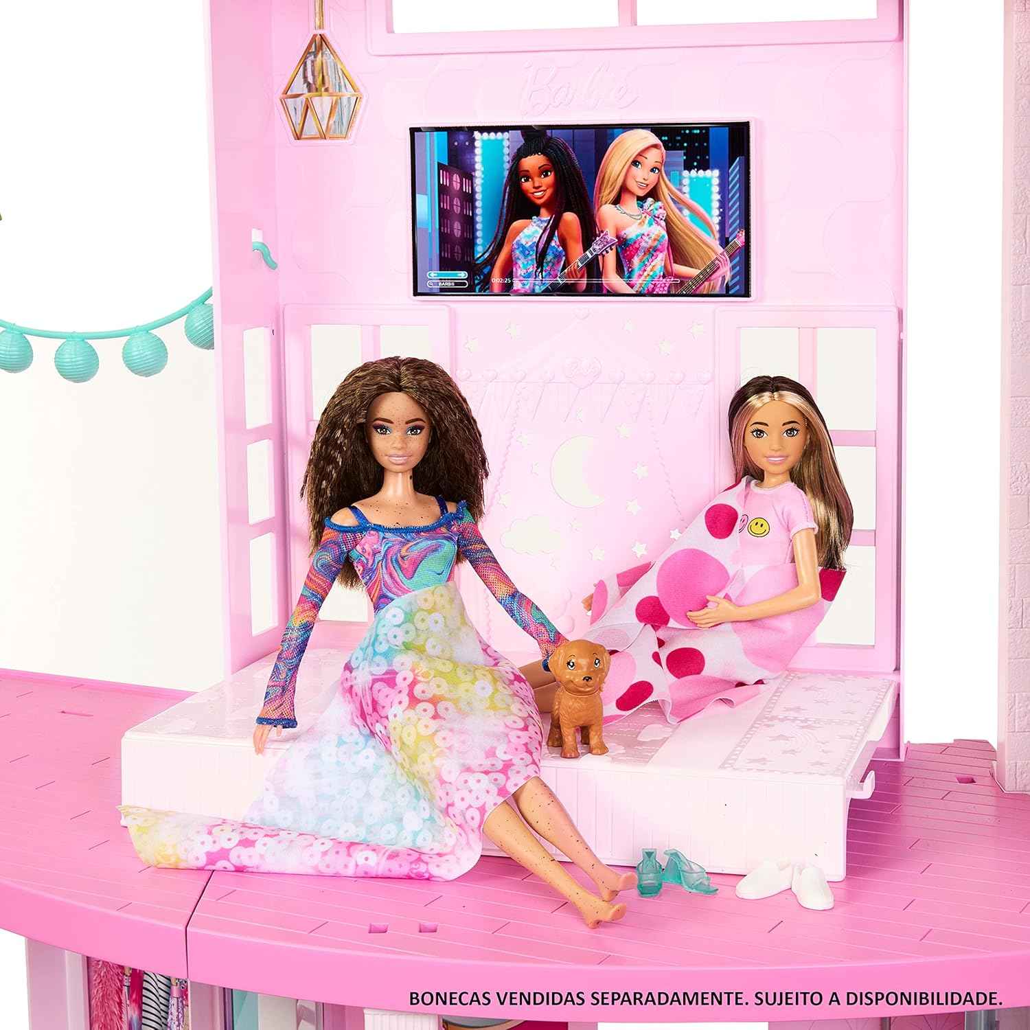 Barbie Casa de Bonecas Dos Sonhos com +75 peças, Três Andares e Escorregador para Boneca, Para Crianças A Partir de 3 anos - Imagem 6