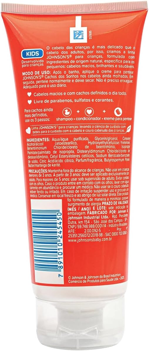 Johnson's Baby Creme Para Pentear Infantil Para Cabelos Cacheados Cachos Dos Sonhos,200ml - Imagem 3