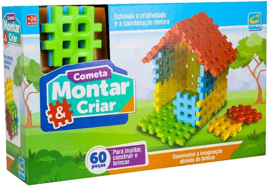 Cometa Brinquedos, Brinquedo Educativo, Blocos Montar e Criar, com 60 peças, Colorido - Imagem 3