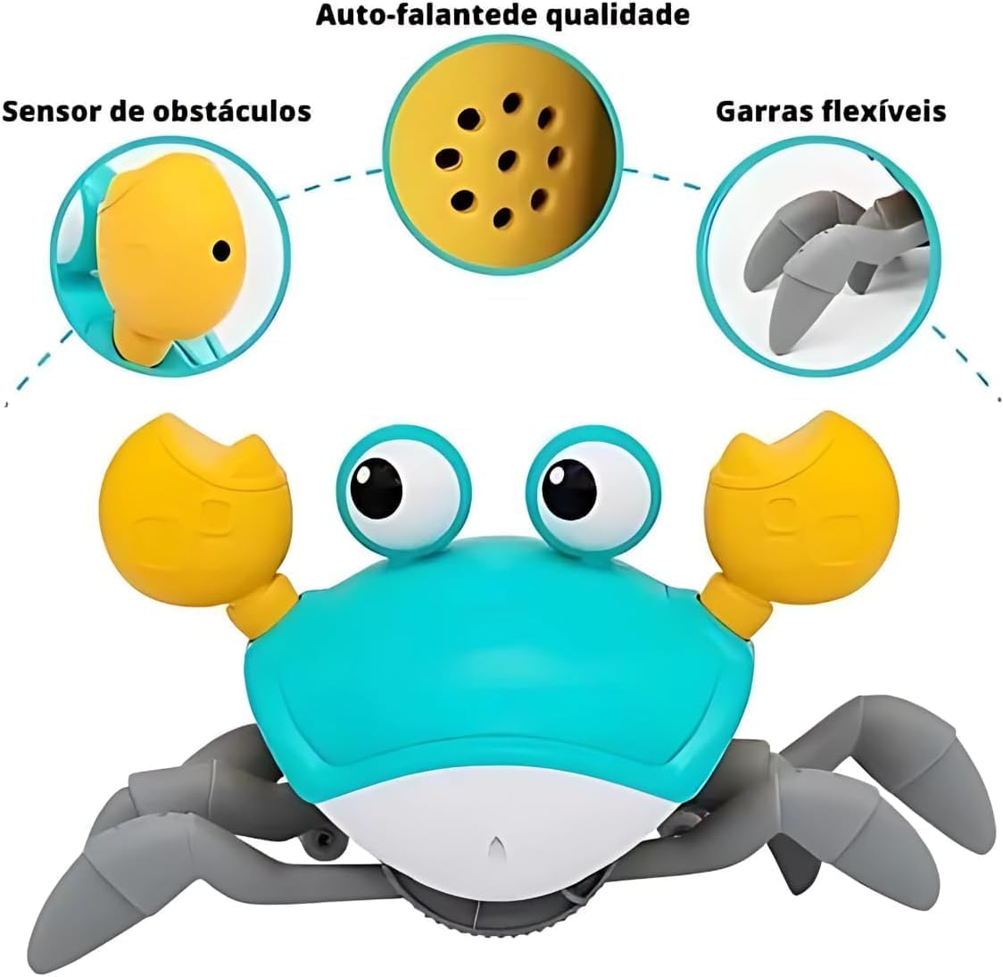 Caranguejo Fujão Recarregável - Brinquedo com Música, Luzes e Sensores que Anda e Desvia de Obstáculos - Estimula o Desenvolvimento do seu Bebê - Linha Premium - Imagem 3