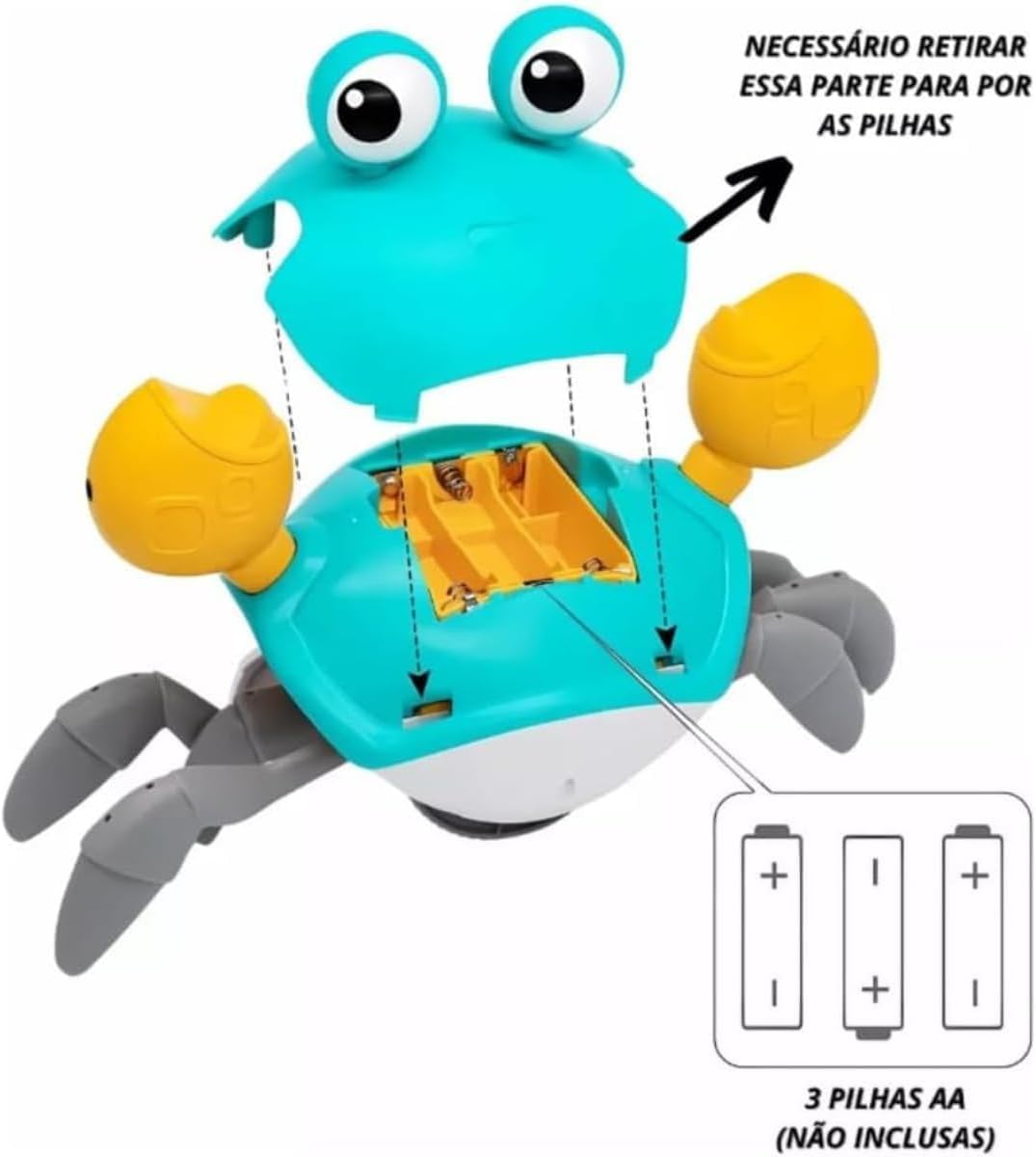 Caranguejo Fujão Recarregável - Brinquedo com Música, Luzes e Sensores que Anda e Desvia de Obstáculos - Estimula o Desenvolvimento do seu Bebê - Linha Premium - Imagem 4