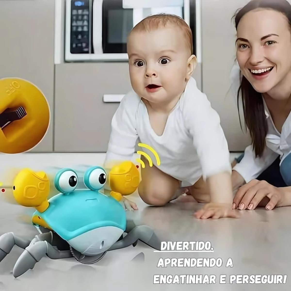 Caranguejo Fujão Recarregável - Brinquedo com Música, Luzes e Sensores que Anda e Desvia de Obstáculos - Estimula o Desenvolvimento do seu Bebê - Linha Premium - Imagem 9