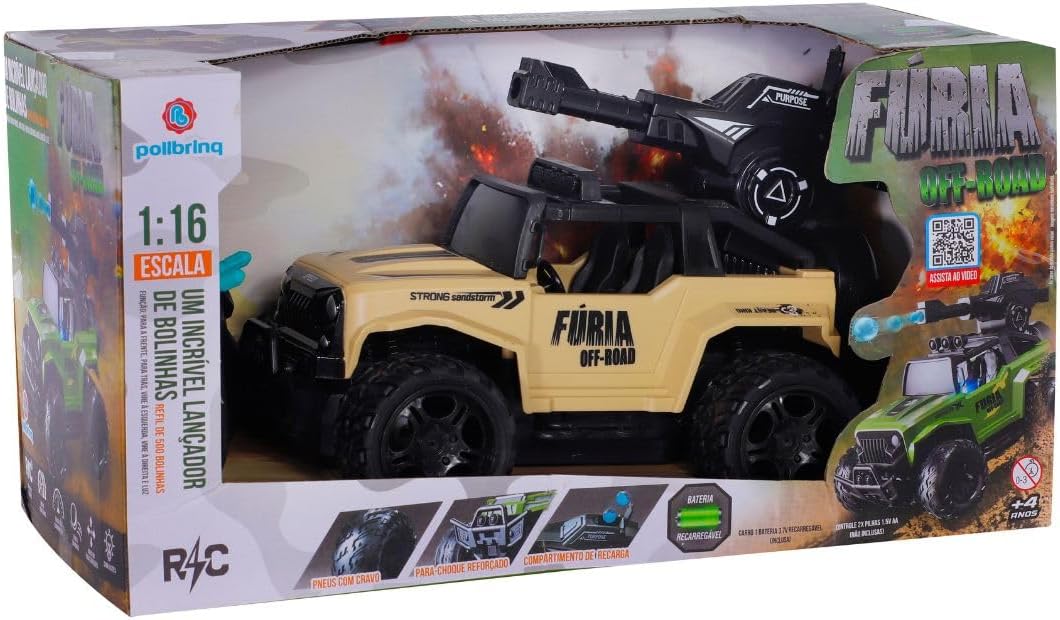 CARRINHO DE CONTROLE REMOTO FURIA OFF ROAD POLIBRINQ CAR804 (BEGE) - Imagem 4