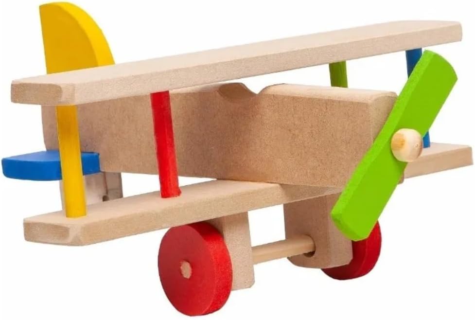 Avião Grande Brinquedo Pedagogico Colorido Aviãozinho de Madeira - Imagem 2