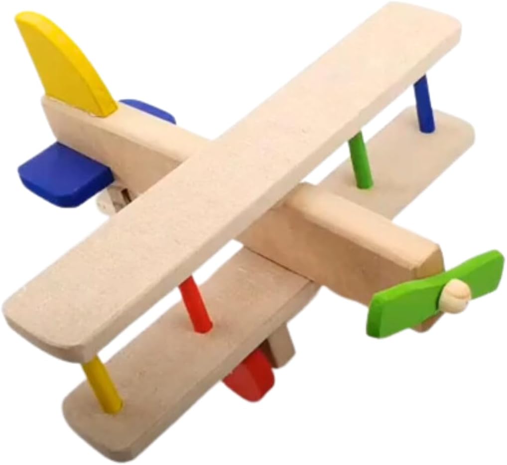 Avião Grande Brinquedo Pedagogico Colorido Aviãozinho de Madeira - Imagem 4