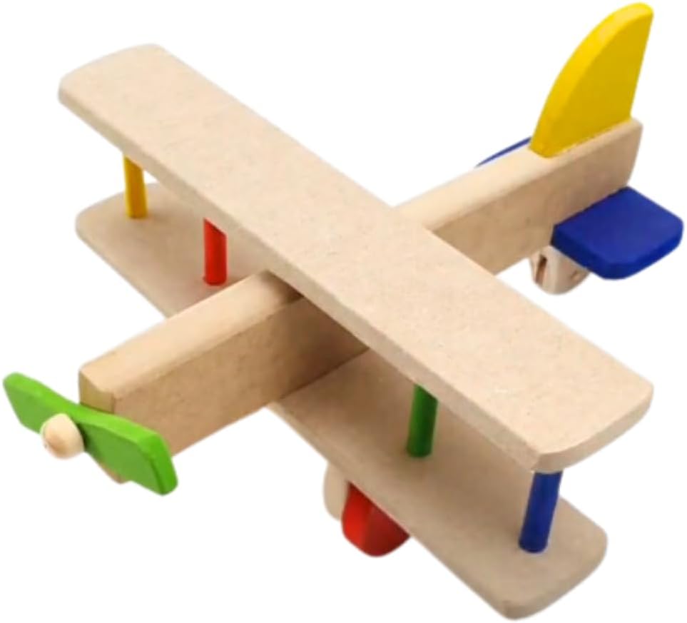 Avião Grande Brinquedo Pedagogico Colorido Aviãozinho de Madeira - Imagem 5