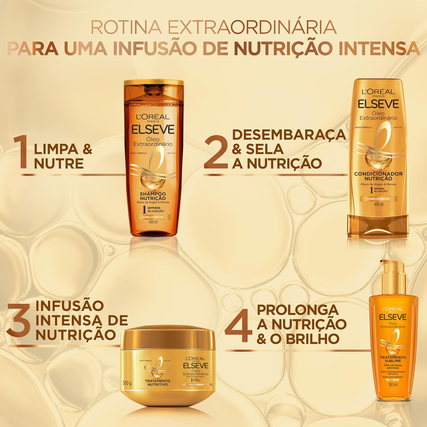 L'Oréal Paris Elseve Condicionador Óleo Extraordinário Nutrição, Brilho e Maciez Intensos, 400ml - Imagem 5
