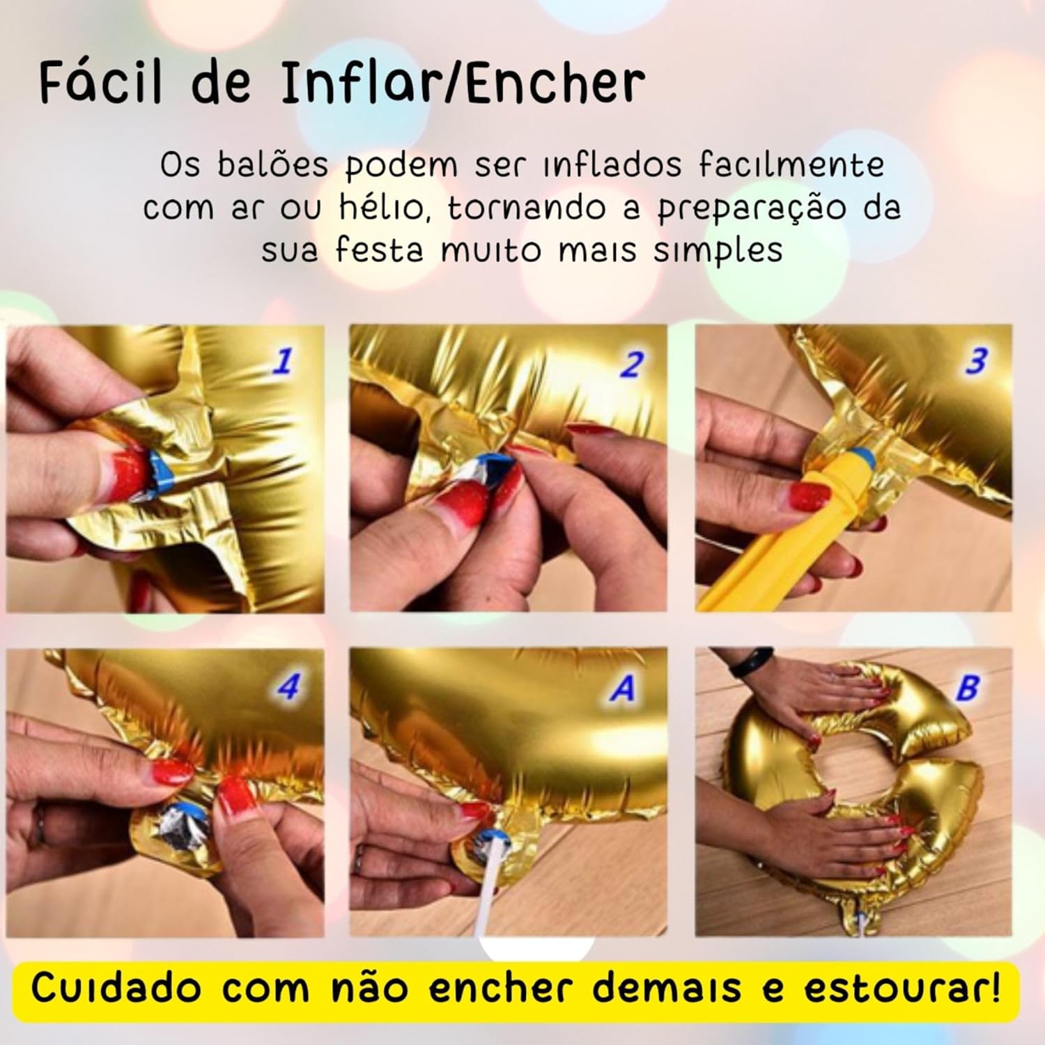 Balão Metalizado Unicórnio 3D, 75cm, Decoração para Festa de Aniversário, Pop (Rosa) - Imagem 5