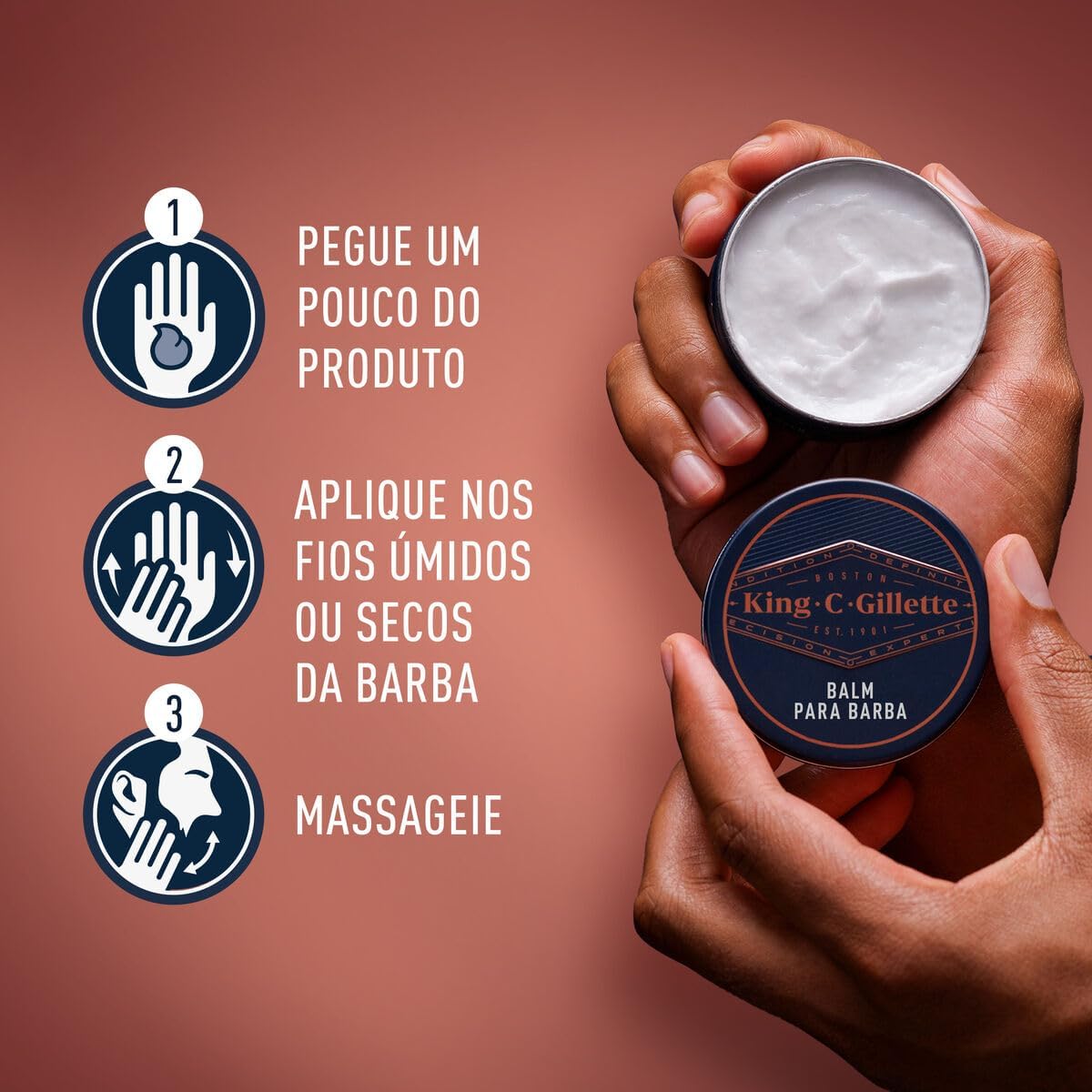 KING C. GILLETTE, Bálsamo para Barba 75ml, produtos para barba, cuidado da barba para Homens, Barba hidratada e definida - Imagem 4