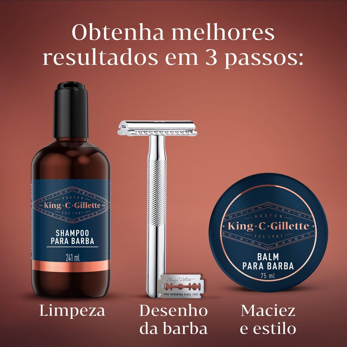 KING C. GILLETTE, Bálsamo para Barba 75ml, produtos para barba, cuidado da barba para Homens, Barba hidratada e definida - Imagem 7
