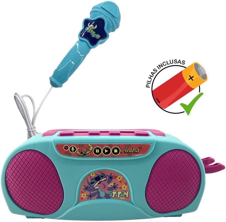 Candide, Boombox Karaokê Stitch, Disney - Com Microfone - Imagem 3