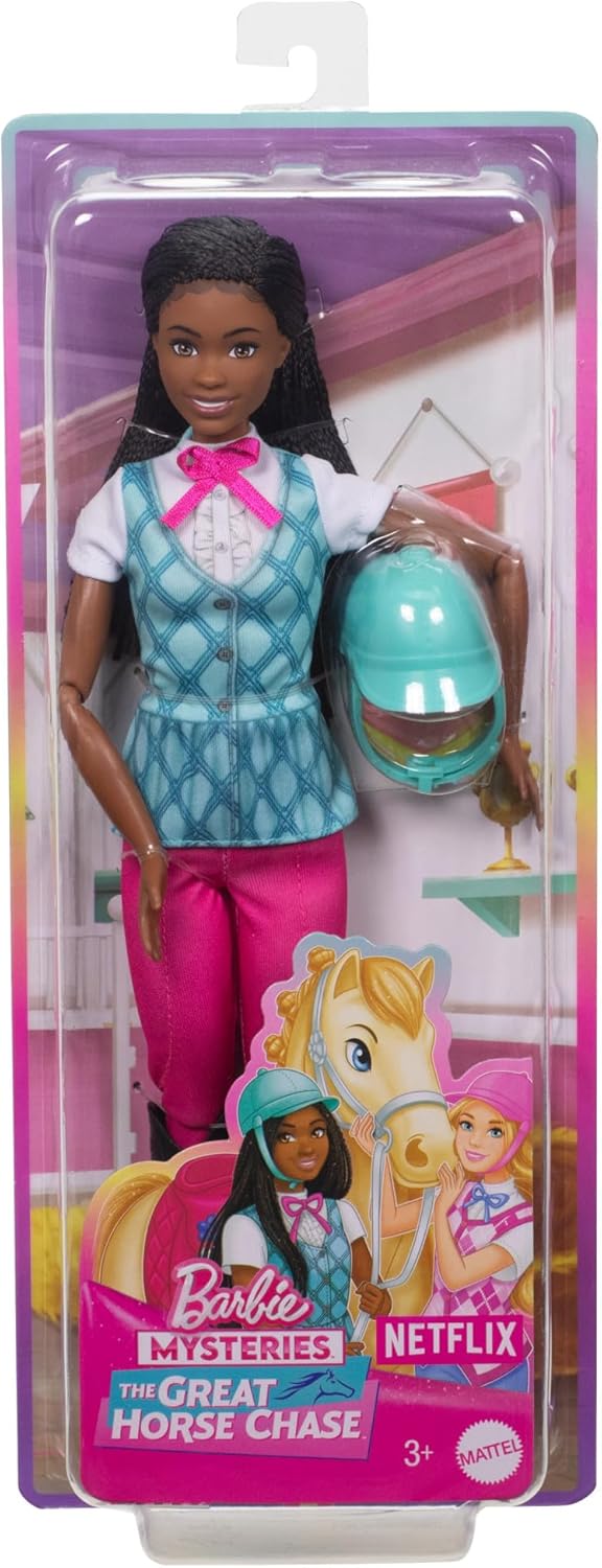 Barbie, Boneca Brooklyn Equitação, Inspirada na Série Barbie Detetive: A Grande Corrida de Cavalos, Para crianças a partir de 3 anos - Imagem 6