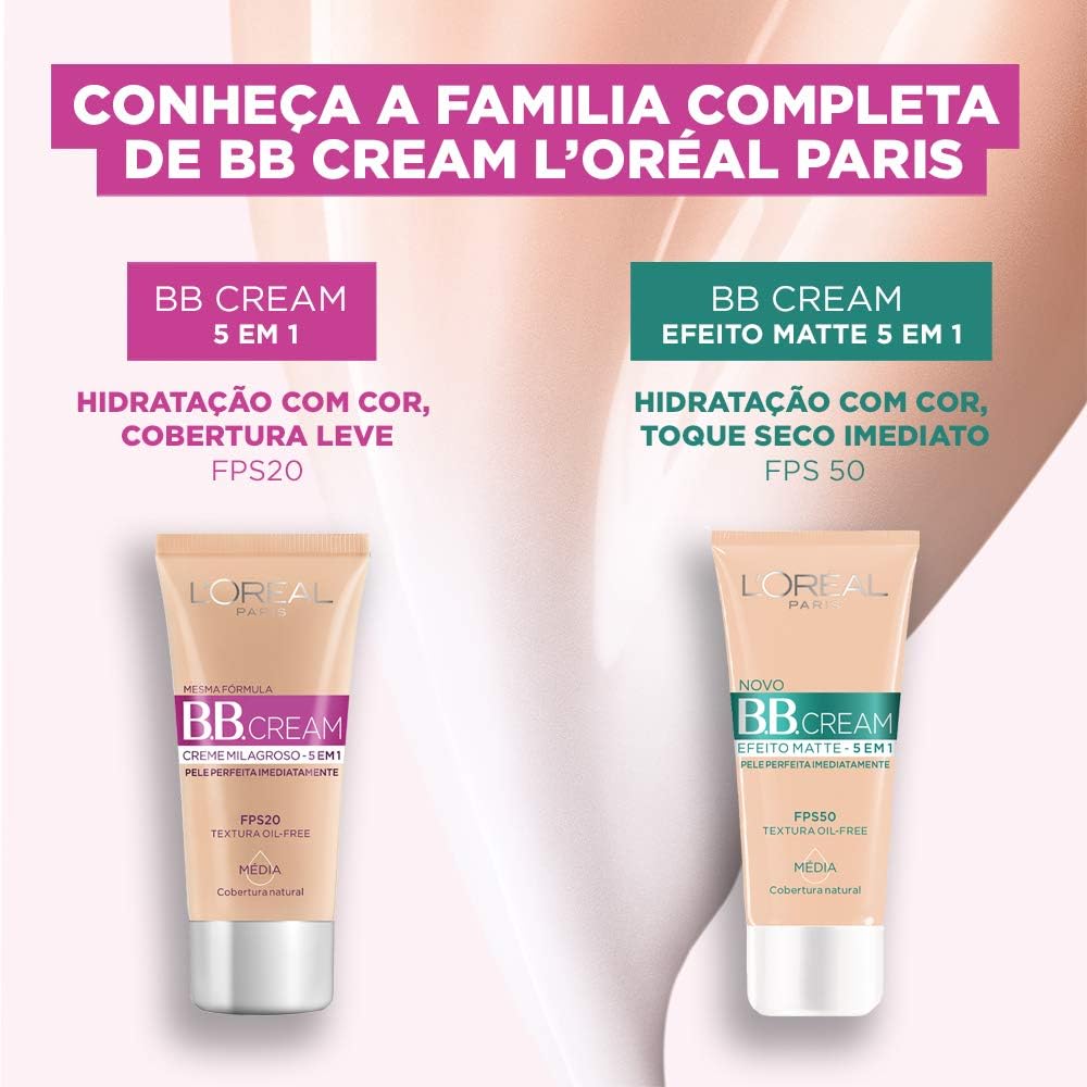 L'Oréal Paris Base BB Cream Efeito Matte Cor Média Fps 50, 30ml - Imagem 3