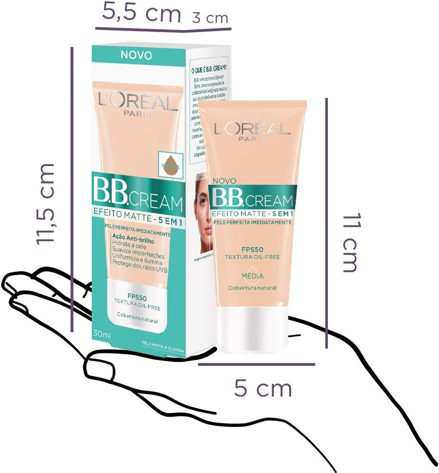 L'Oréal Paris Base BB Cream Efeito Matte Cor Média Fps 50, 30ml - Imagem 6