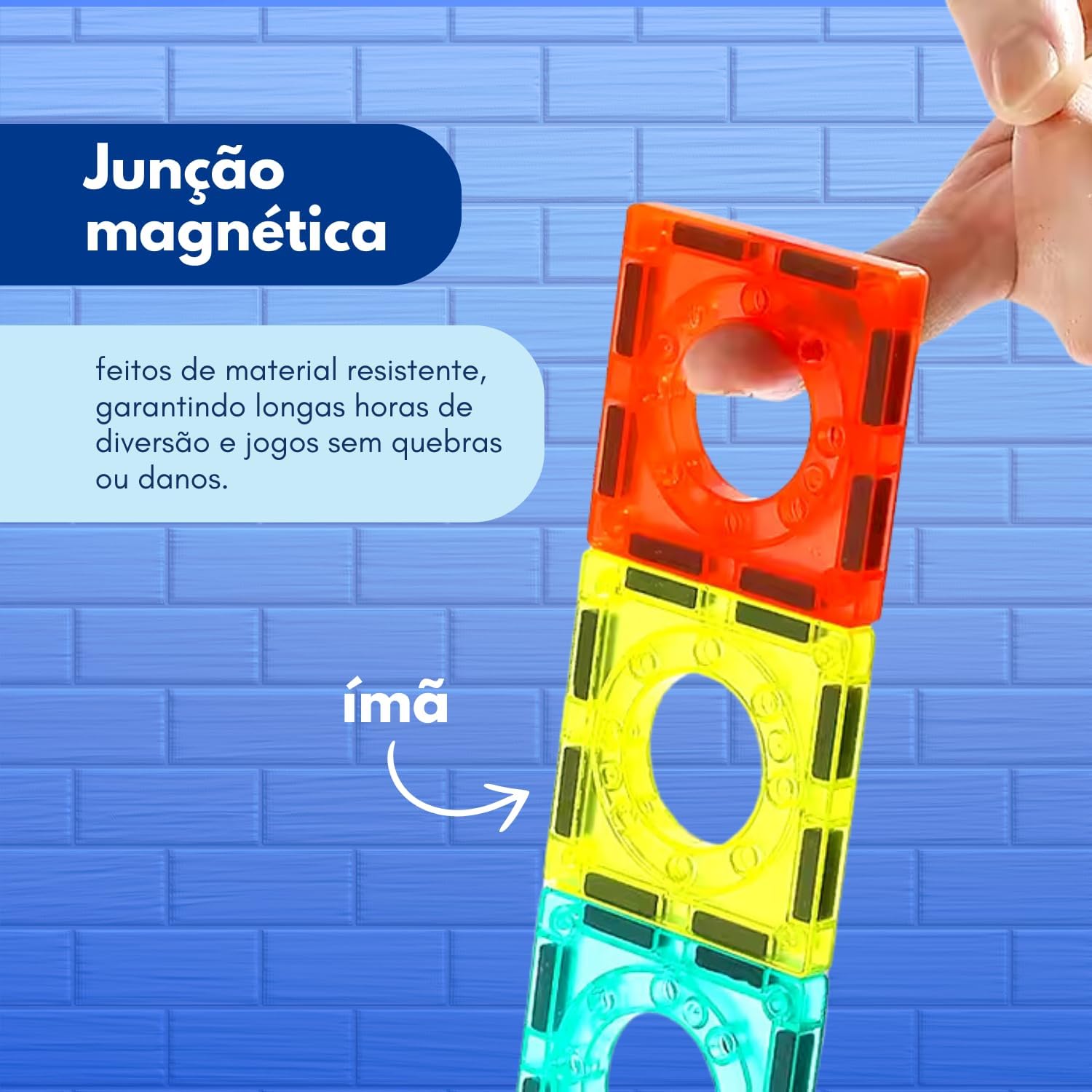 Blocos Magneticos Infantil Kidino Brinquedo Magnetico Blocos de Construir Imã Interativo Criança - Imagem 3