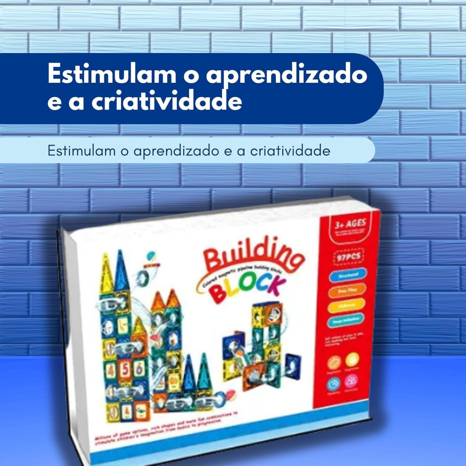 Blocos Magneticos Infantil Kidino Brinquedo Magnetico Blocos de Construir Imã Interativo Criança - Imagem 4