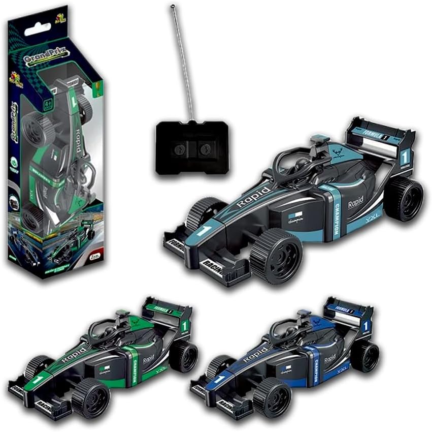 Carrinho de controle remoto F1, controle o movimento com perfeição, sem fio, energizado por pilha, 15 CM de comprimento (Preto com Verde) - Imagem 3