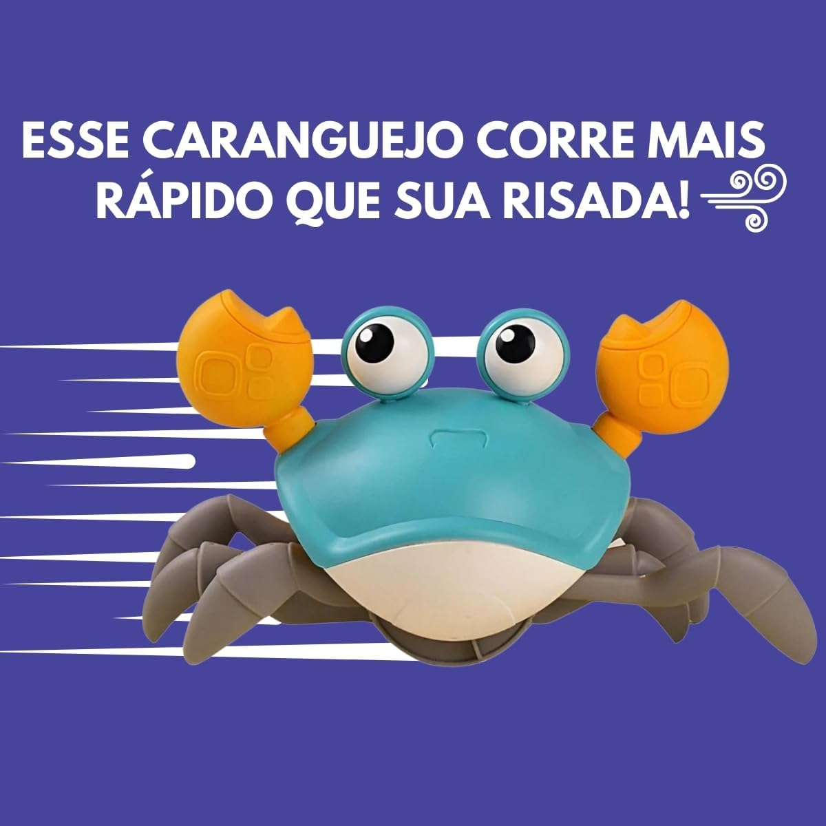 Caranguejo Fujão Brinquedo com Sensor e Interativo para Desenvolvimento Infantil Música Bebê Luzes Som Pilha (Verde) - Imagem 5
