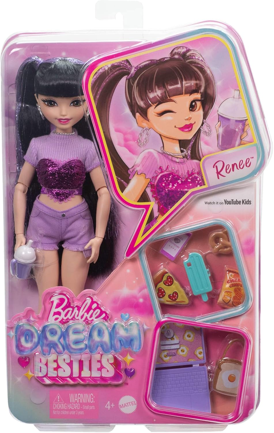 Barbie Dream Besties, Boneca Renee Apresentadora com Acessórios de Comida, Para crianças a partir de 4 anos - Imagem 6