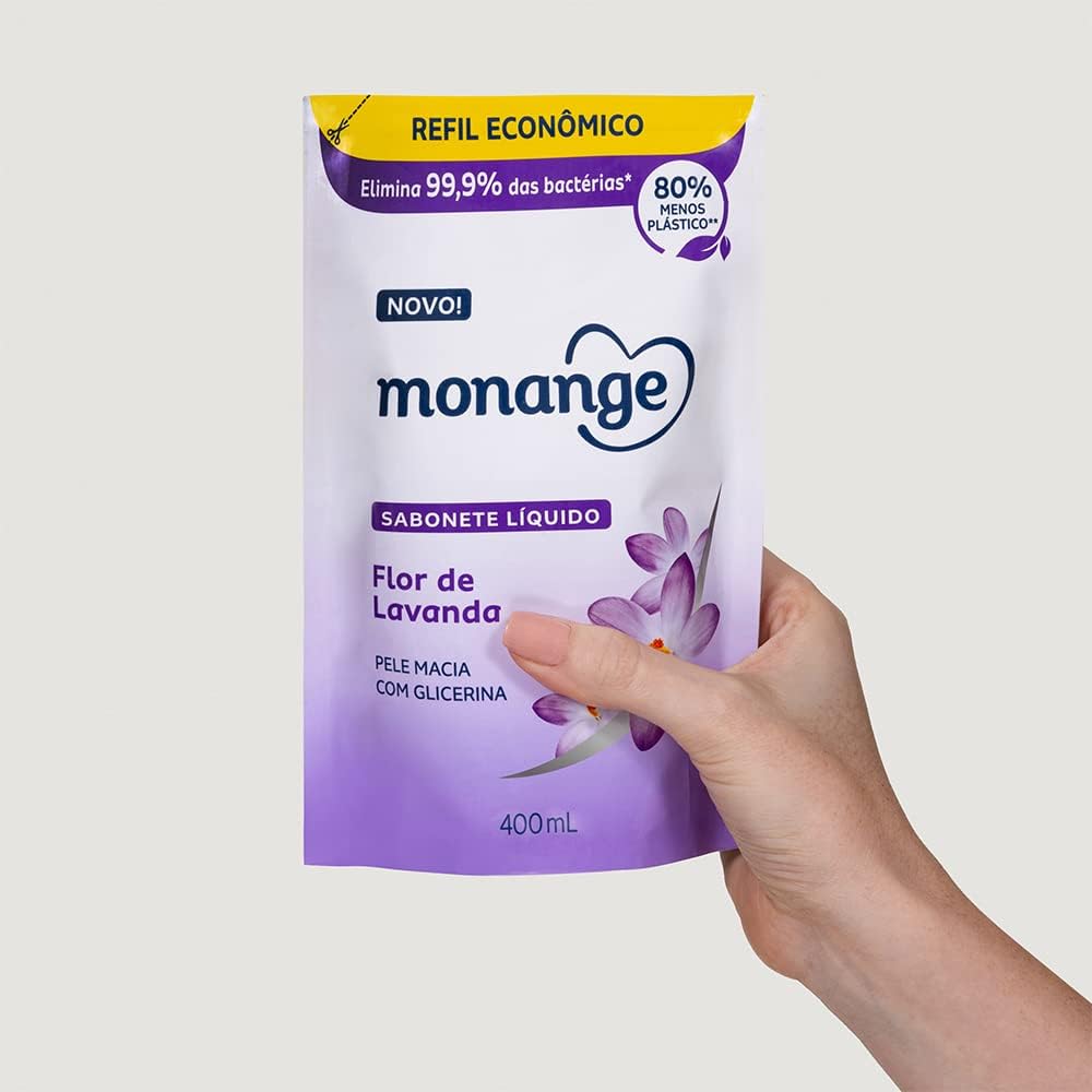 Monange Refil Sabonete Líquido Flor de Lavanda 400ml - Imagem 3