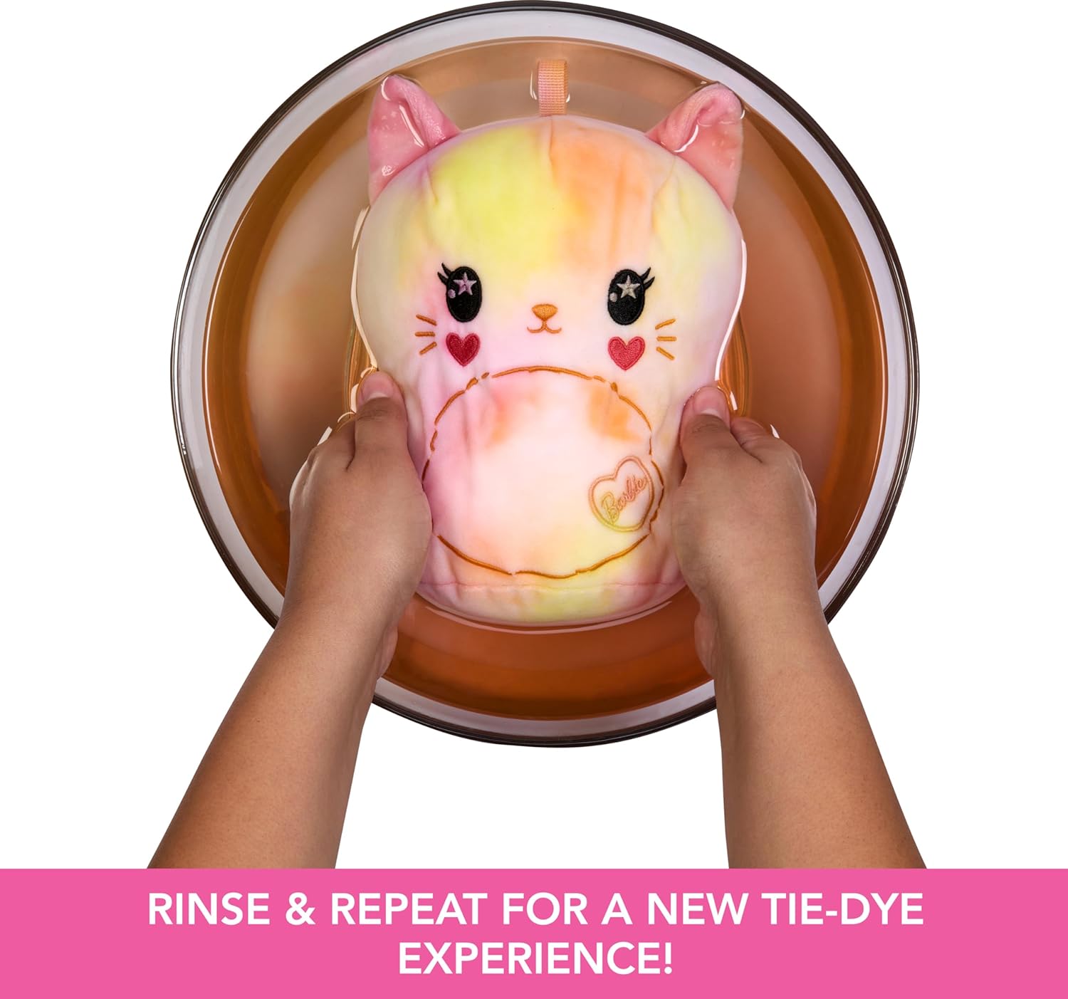 Barbie, Pelúcia Tie Dye Surpresa de 17 cm de Altura com Kit para Tingimento DIY, Tecido Lavável, Para crianças a partir de 3 anos (Estilos Podem Variar) - Imagem 5
