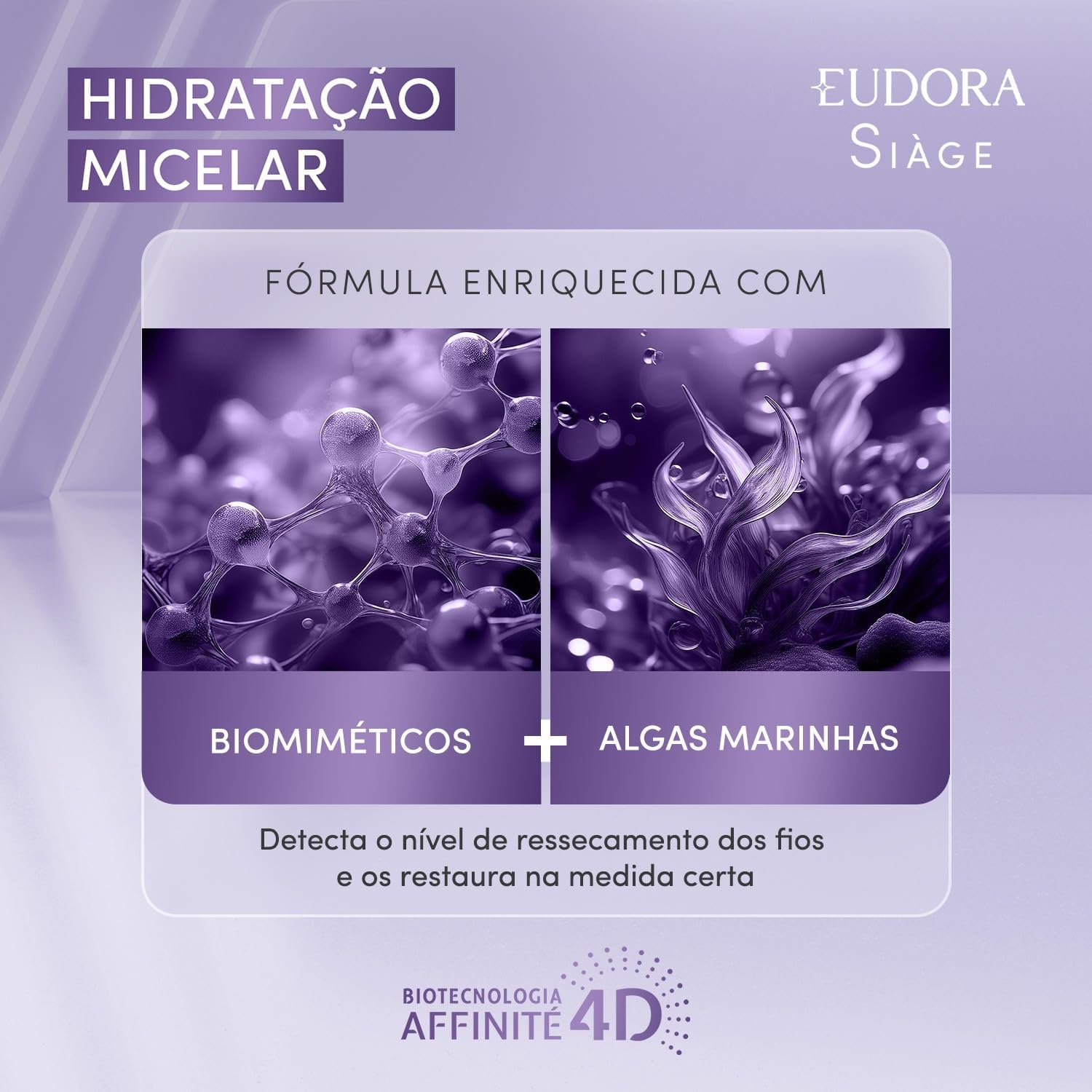 Eudora Siàge Hidratação Micelar Máscara Capilar 250g - Imagem 6