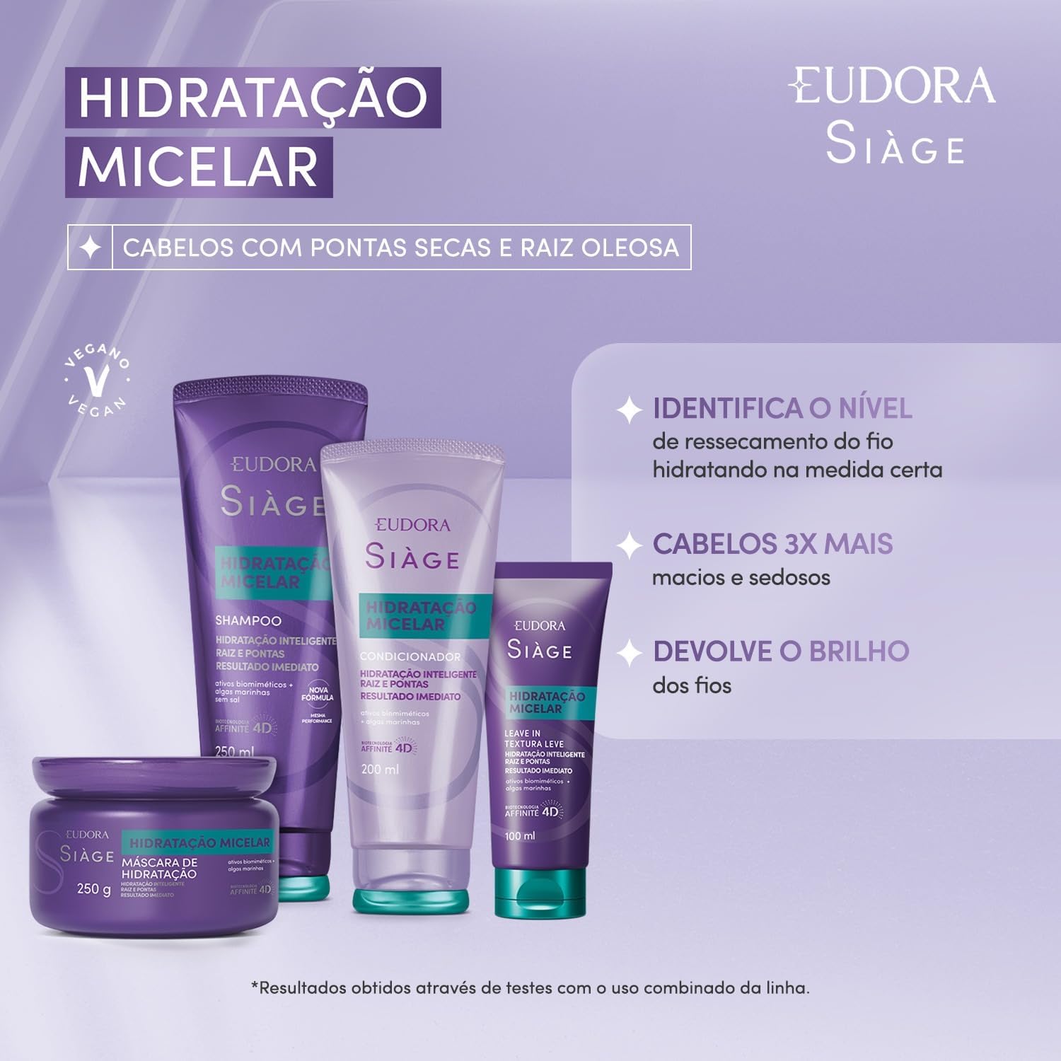 Eudora Siàge Hidratação Micelar Máscara Capilar 250g - Imagem 8