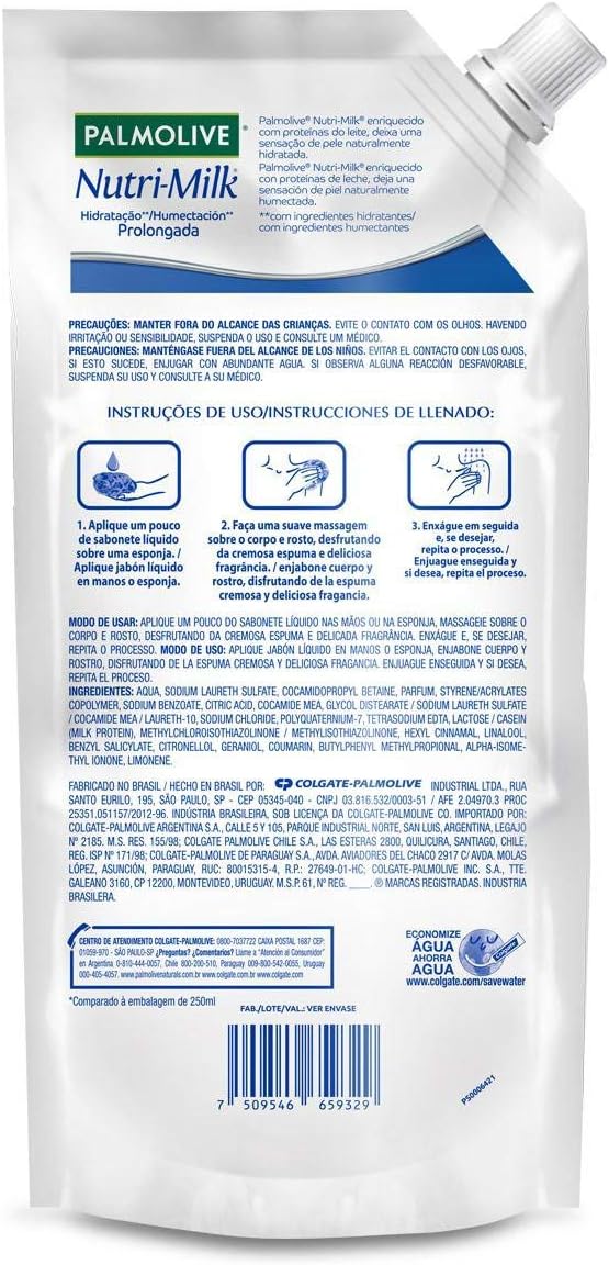 Palmolive Sabonete Líquido Nutri-Milk Nutre & Hidrata 500Ml Refil - Imagem 2