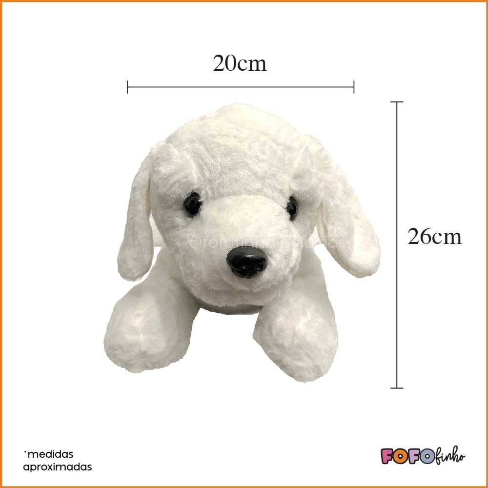 Cachorro de Pelúcia Branco Deitado Grande - Imagem 2