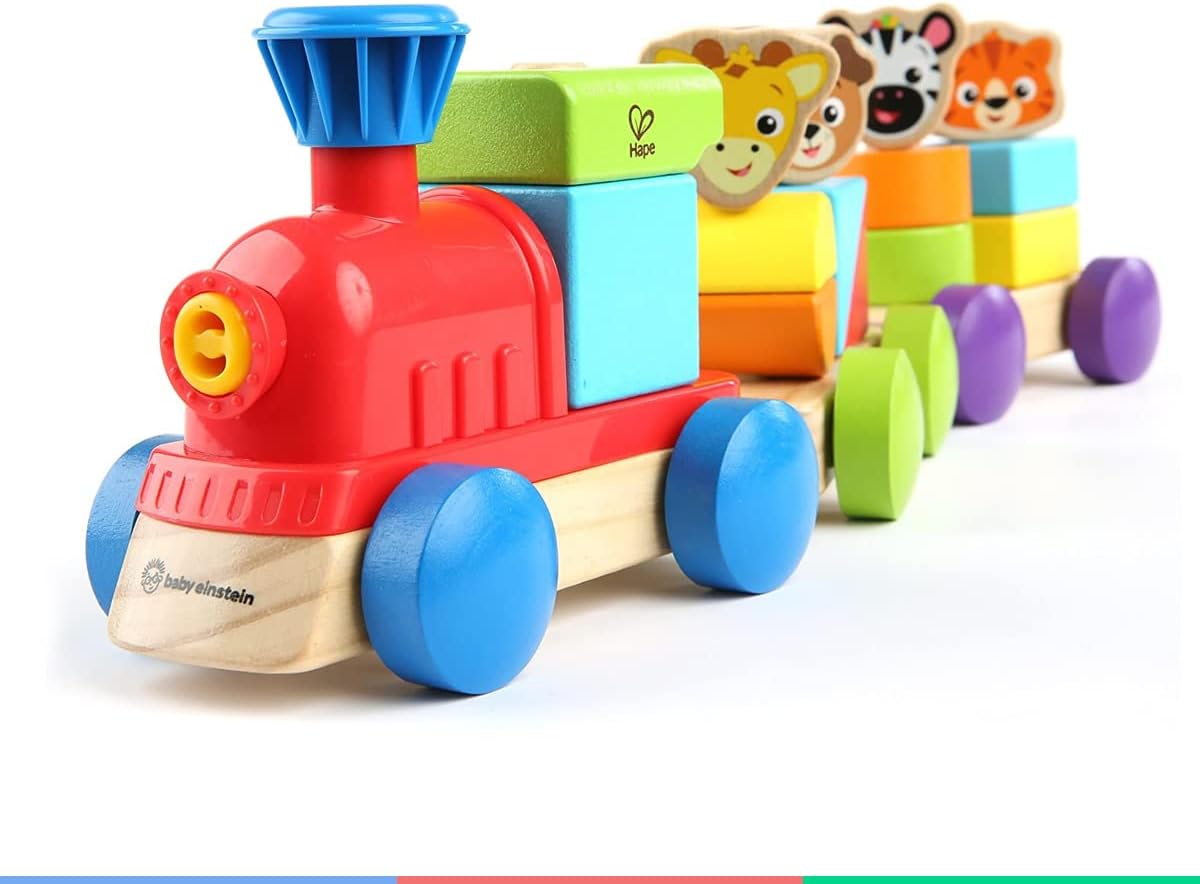 Discovery Train Wooden Toy - Baby Einstein, Verde/Vermelho/Amarelo/Azul/Colorido - Imagem 5