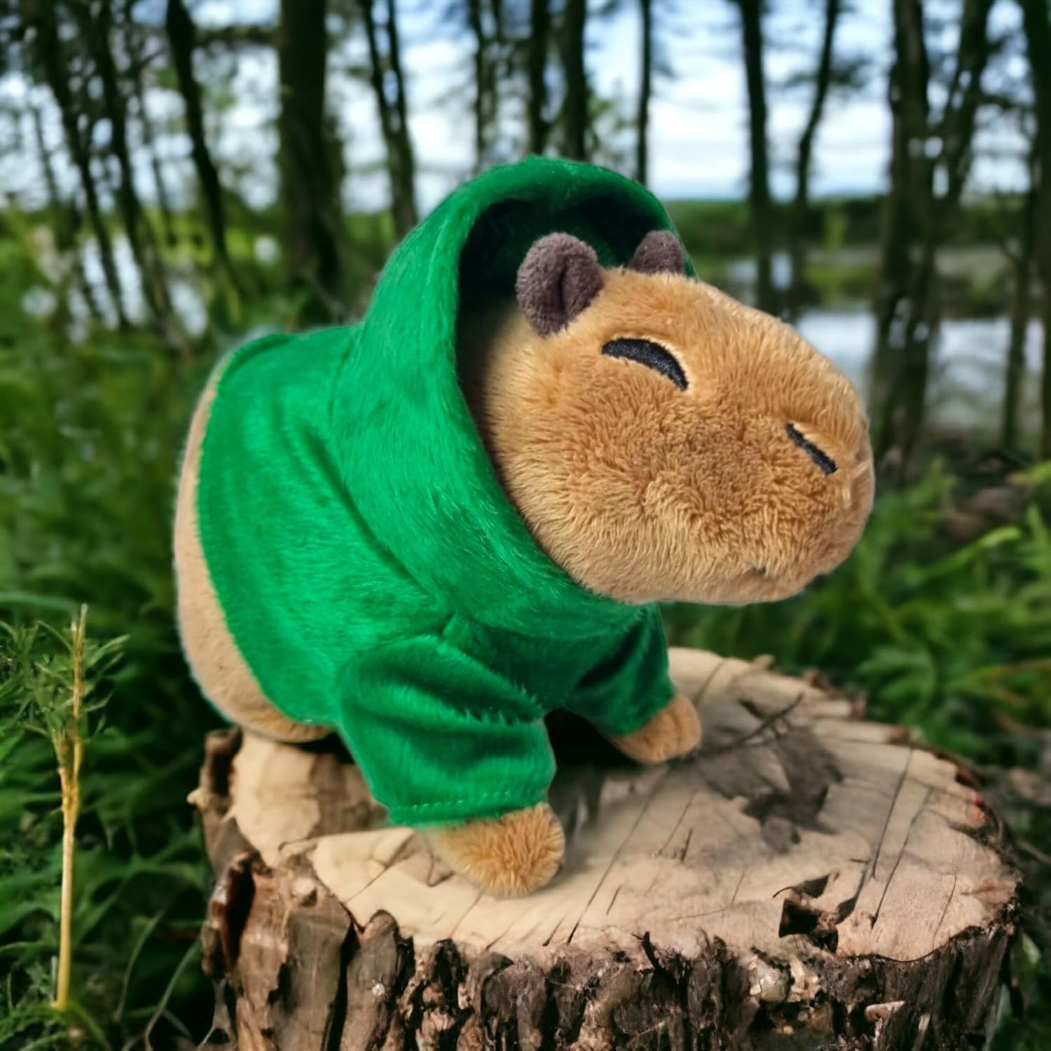 Brinquedos De Pelucia Capivara Fofa Filó C/Capuz Verde - Imagem 5