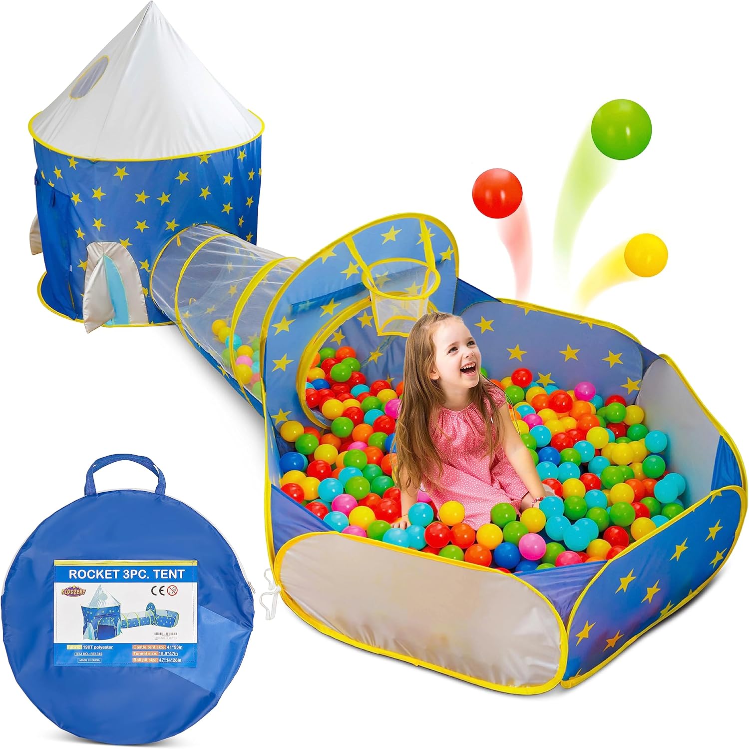 Barraca Infantil 3 Em 1 Estrela Azul Linda Toca Túnel Cesta Basquete Barraca Infantil Para Meninos E Meninas, Presente Para Meninos E Meninas, Brinquedoteca Para Casa Ao Ar Livre