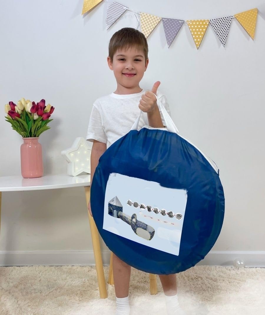 Barraca Infantil 3 Em 1 Estrela Azul Linda Toca Túnel Cesta Basquete Barraca Infantil Para Meninos E Meninas, Presente Para Meninos E Meninas, Brinquedoteca Para Casa Ao Ar Livre - Imagem 4