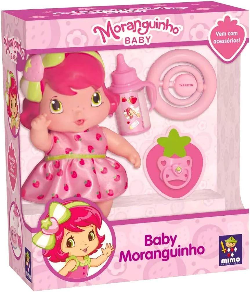BONECA BABY MORANGUINHO PEQUENA COM ACESSÓRIOS - 20 CM - MIMO BRINQUEDOS - MORANGUINHO - Imagem 3