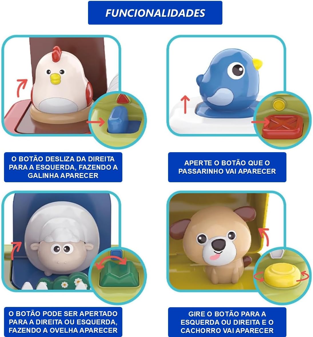 Brinquedo Educativo Interativo Infantil Fazenda Musical Pop Up Montessori Sensorial Desenvolvimento - Imagem 3