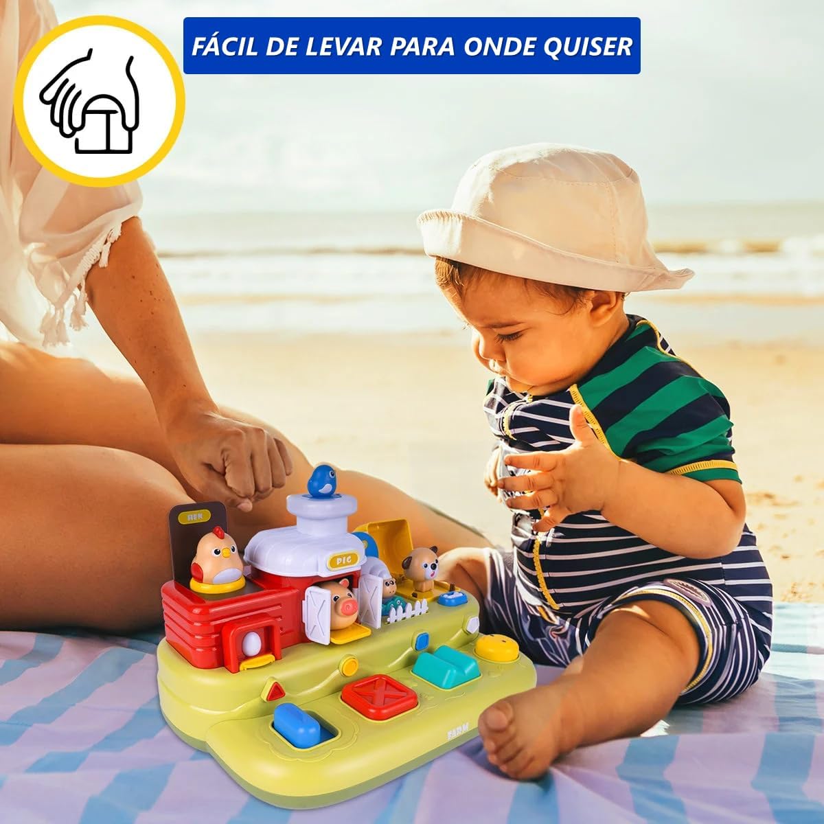 Brinquedo Educativo Interativo Infantil Fazenda Musical Pop Up Montessori Sensorial Desenvolvimento - Imagem 4