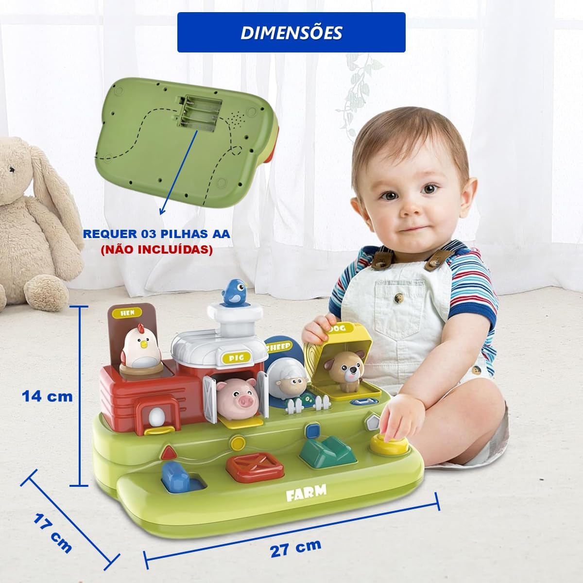 Brinquedo Educativo Interativo Infantil Fazenda Musical Pop Up Montessori Sensorial Desenvolvimento - Imagem 5